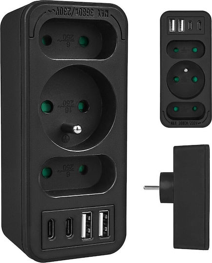 Maclean Energy Πολύπριζο 3 Θέσεων με 4 USB-A και 2 USB-C Χωρίς Καλώδιο MCE248