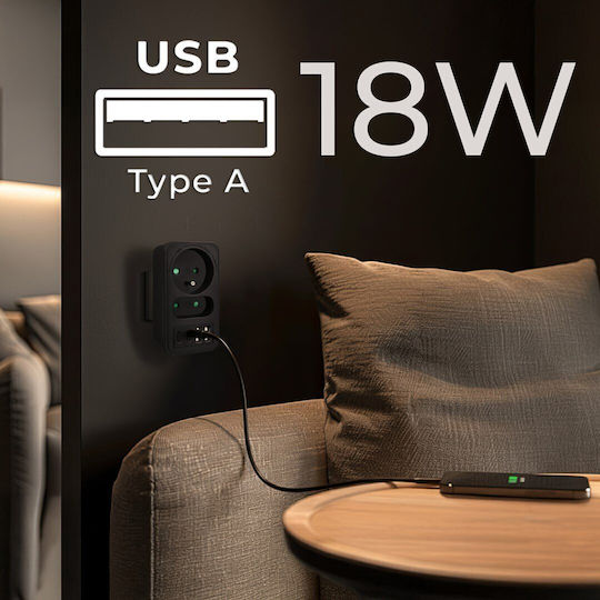 Maclean Energy Πολύπριζο 2 Θέσεων με 2 USB-A και 2 USB-C Χωρίς Καλώδιο MCE249 - Image 3