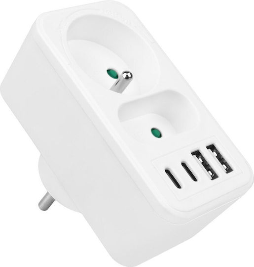 Maclean Energy Πολύπριζο 2 Θέσεων με 4 USB-A και 2 USB-C Χωρίς Καλώδιο MCE249 - Image 3