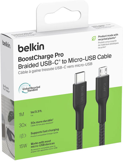 Belkin Braided USB 2.0 Cable USB-C male - USB-C Μαύρο 1m CAB026hq1MBK - Image 6