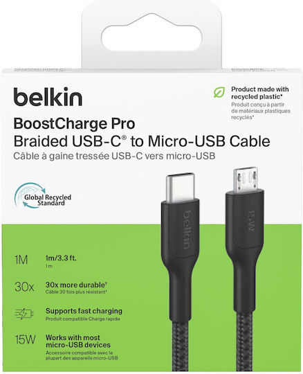 Belkin Braided USB 2.0 Cable USB-C male - USB-C Μαύρο 1m CAB026hq1MBK - Image 7