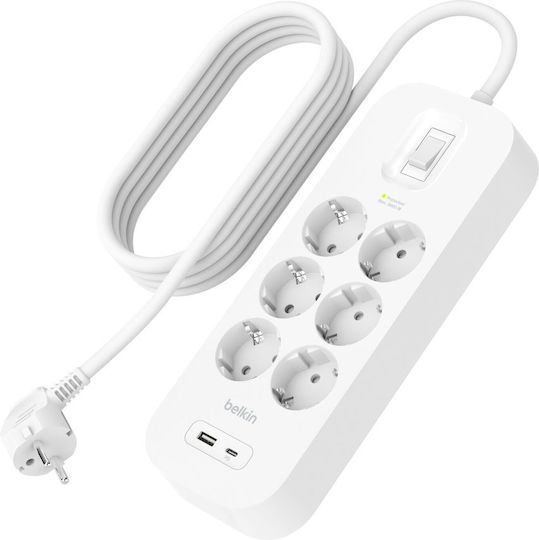 Belkin Πολύπριζο 6 Θέσεων με Καλώδιο 2m SRB002VF2M-V2