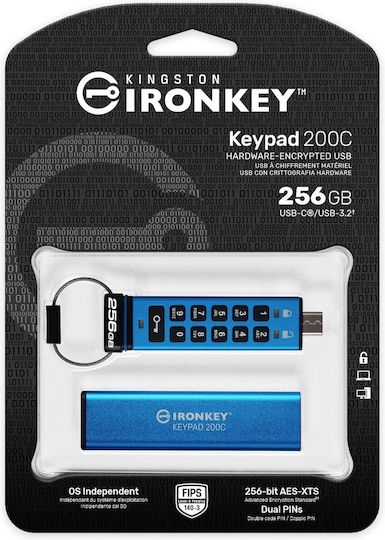 Kingston IronKey Keypad 200C 256GB USB 3.2 Stick με σύνδεση USB-C Μπλε - Image 5