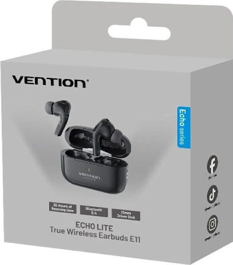 Vention Echo Lite E11 In-ear Bluetooth Handsfree Ακουστικά με Αντοχή στον Ιδρώτα και Θήκη Φόρτισης Μαύρα - Image 2