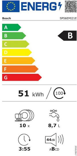 Bosch Ελεύθερο Πλυντήριο Πιάτων για 10 Σερβίτσια Π45xY84.5εκ. Inox SPS6EMI21E - Image 8