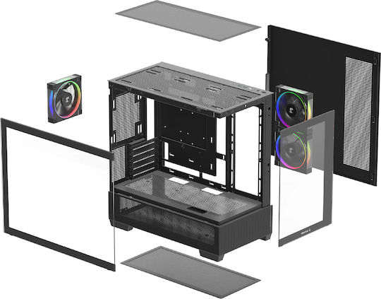 Deepcool CG380 3F Midi Tower Κουτί Υπολογιστή με Πλαϊνό Παράθυρο και ARGB Φωτισμό Μαύρο - Image 10