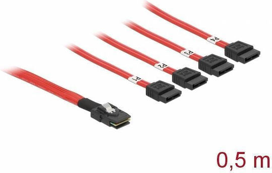 DeLock Mini SAS - 7-Pin SATA III Cable 50cm Κόκκινο (83057) - Image 2