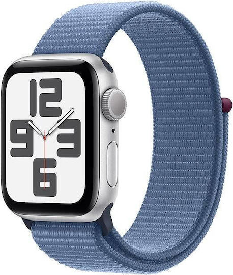Apple Watch SE 2024 Aluminium 40mm Αδιάβροχο με Παλμογράφο (Silver με Denim Sport Band (M/L)) - Image 3
