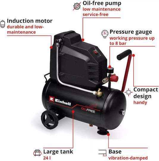 Einhell Tc-ac 190 Κομπρεσέρ Αέρος 76dB με Αεροφυλάκιο 24lt - Image 6