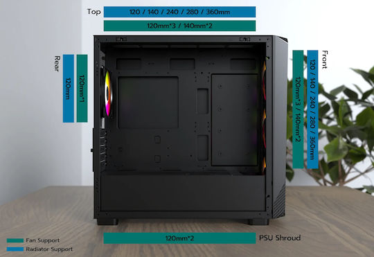 Montech X5M Gaming Mini Tower Κουτί Υπολογιστή με Πλαϊνό Παράθυρο και ARGB Φωτισμό Λευκό - Image 10