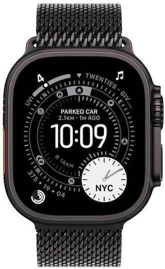 Apple Watch Ultra 3 Titanium 49mm Αδιάβροχο με eSIM και Παλμογράφο (Black Titanium Case with Black Titanium Milanese Loop - Medium) - Image 5
