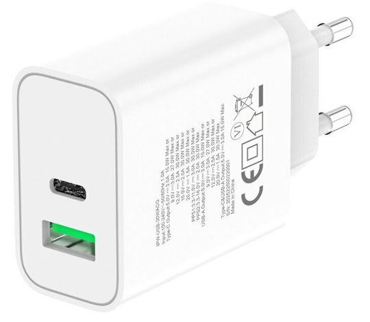 Techly Φορτιστής Χωρίς Καλώδιο με Θύρα USB-A και Θύρα USB-C 30W Quick Charge 3.0 / Power Delivery Λευκός (IPW-USB-30WACG) - Image 2