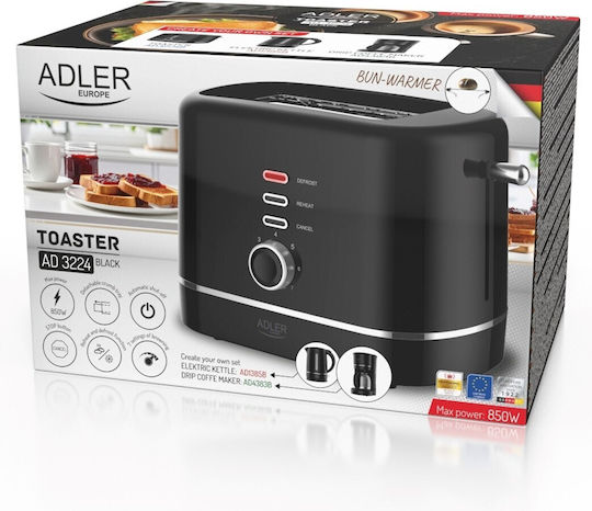 Adler AD 3224b Φρυγανιέρα 2 Θέσεων 850W Μαύρη - Image 3
