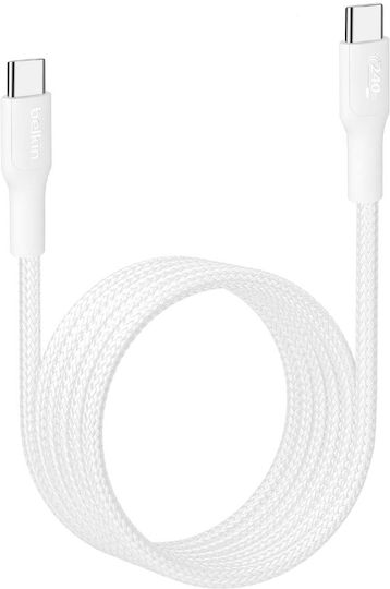 Belkin Braided USB 2.0 Cable USB-C male - USB-C 240W Λευκό 2m CAB025HQ2MWH - Image 3