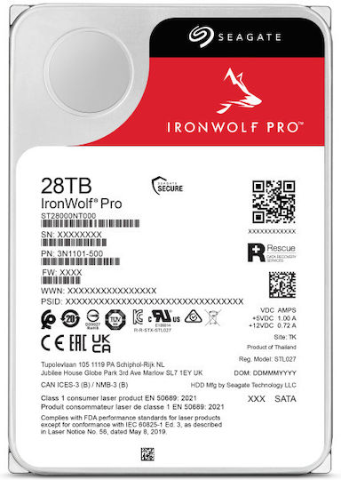 Seagate Ironwolf Pro 28TB HDD Σκληρός Δίσκος 3.5" SATA III 7200rpm με 256MB Cache για NAS ST28000NT000 - Image 4