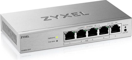 Zyxel GS1200-5HP v3 Managed L2 PoE Switch με 5 Θύρες Gigabit (1Gbps) Ethernet - Image 2