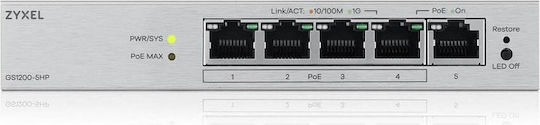 Zyxel GS1200-5HP v3 Managed L2 PoE Switch με 5 Θύρες Gigabit (1Gbps) Ethernet - Image 3