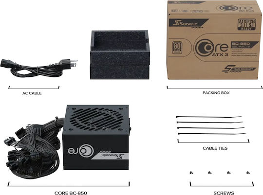 Seasonic CORE BC ATX 3.1 850W Μαύρο Τροφοδοτικό Υπολογιστή Full Wired 80 Plus Bronze - Image 4