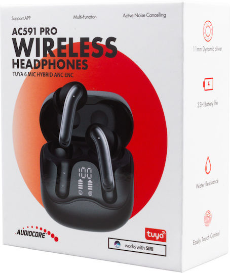 Audiocore AC591 Pro In-ear Bluetooth Handsfree Ακουστικά με Θήκη Φόρτισης Μαύρα - Image 13