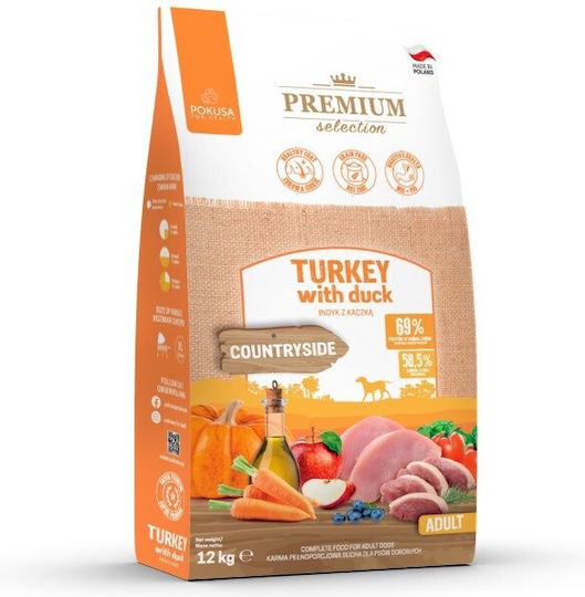 Pokusa 12kg Ξηρά Τροφή χωρίς Σιτηρά για Ενήλικους Σκύλους Μεσαίων & Μεγαλόσωμων Φυλών με Γαλοπούλα και Πάπια