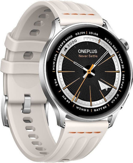 OnePlus Watch Lite Stainless Steel 45mm Αδιάβροχο με Παλμογράφο (Ασημί) - Image 3