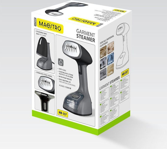 Maestro MR-357 Ατμοκαθαριστής Ρούχων Χειρός 1500W με Δοχείο 180ml Γκρι - Image 3