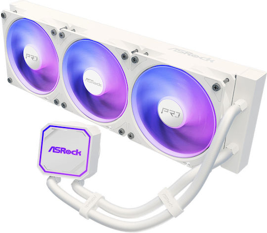 ASRock Pro White 360 ARGB Υδρόψυξη Επεξεργαστή Τριπλού Ανεμιστήρα 120mm για Socket AM4/AM5/1700 Λευκή