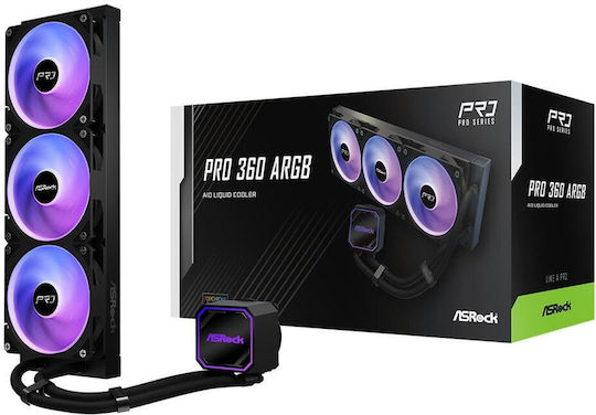ASRock Pro 360 ARGB Υδρόψυξη Επεξεργαστή Τριπλού Ανεμιστήρα 120mm για Socket AM4/AM5/1700 - Image 2