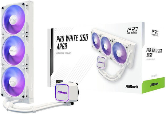 ASRock Pro White 360 ARGB Υδρόψυξη Επεξεργαστή Τριπλού Ανεμιστήρα 120mm για Socket AM4/AM5/1700 Λευκή - Image 2