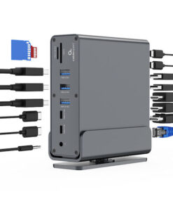 Alternative view of Cablexpert USB-C Docking Station με HDMI/DisplayPort 4K PD Ethernet και σύνδεση 3 Οθονών Γκρι (A-CF-COMBO15-01)
