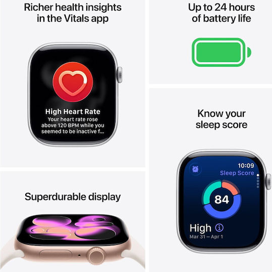 Apple Watch Series 11 Cellular Titanium 42mm Αδιάβροχο με eSIM και Παλμογράφο (Natural Titanium Case with Natural Milanese Loop) - Image 3