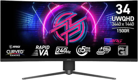 MSI MPG 346CQRF X24 Ultrawide Curved Monitor 34" QHD 3440x1440 240Hz με Χρόνο Απόκρισης 0.5ms GTG