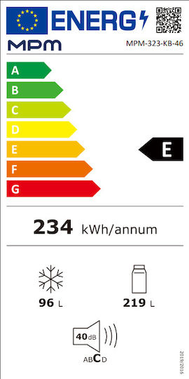 MPM Ψυγειοκαταψύκτης 315lt Υ185xΠ60xΒ60εκ. Λευκός MPM-323-KB-46 - Image 2