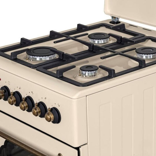MPM MPM-56-KRM-14 Κουζίνα 58lt με Εστίες Υγραερίου Π50εκ. Cream - Image 3
