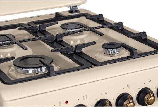 MPM MPM-56-KRM-14 Κουζίνα 58lt με Εστίες Υγραερίου Π50εκ. Cream - Image 4