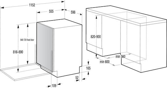 Gorenje Εντοιχιζόμενο Πλυντήριο Πιάτων για 16 Σερβίτσια Π60xY82εκ. GV16D5 - Image 4