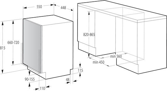 Gorenje Πλήρως Εντοιχιζόμενο Πλυντήριο Πιάτων για 11 Σερβίτσια Π44xY81εκ. GV520E10S - Image 3