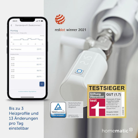 HomeMatic 155105A0 Ηλεκτρονική Θερμοστατική Κεφαλή με Wi-Fi για Σώμα Καλοριφέρ 1τμχ - Image 6