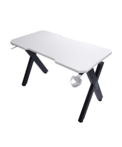 Γραφείο Gaming Gameshark Xeno Ξύλινο Black And White με Μεταλλικά Πόδια & LED 120x60x75εκ.