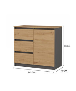 Alternative view of Malwa 1d3s/ba Anthracite Artisan Chest Drawers