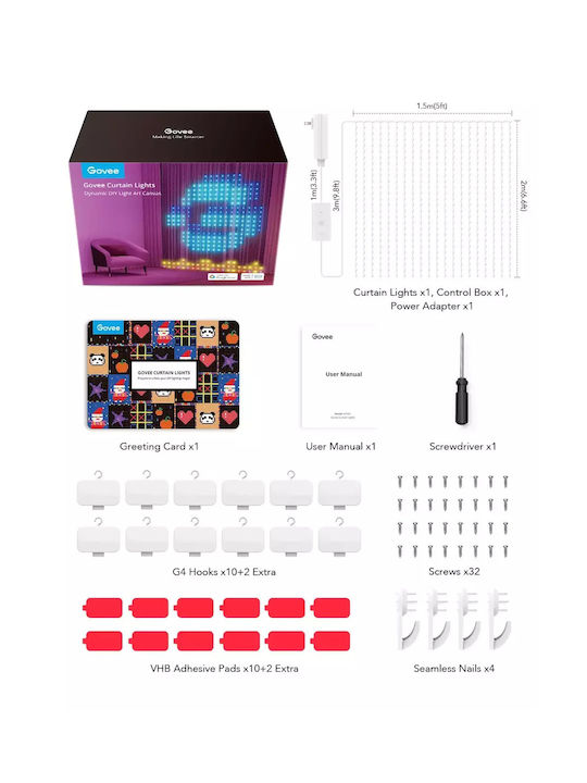 520 Λαμπάκια LED 2μ. x 150εκ. RGBIC τύπου Κουρτίνα H70B13A1 - Image 9