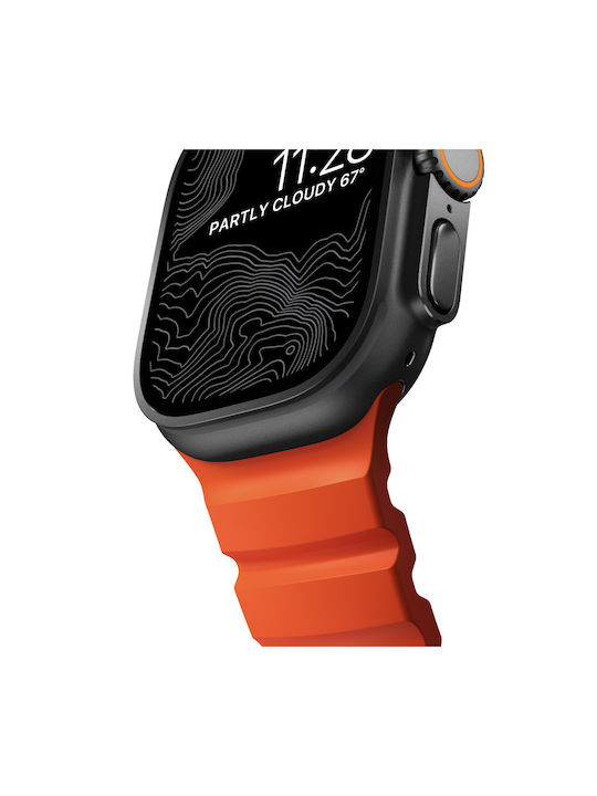 Nomad Rocky Point Sport Band Fkm Rubber Strap Αδιαβροχο Apple Watch Series 4 5 6 Se 8 9 & Ultra 1/2 Apple Series 10 46mm 42 44 45 46 49mm Magma Πορτοκαλι Μαυρο Nm014865858 - Image 5