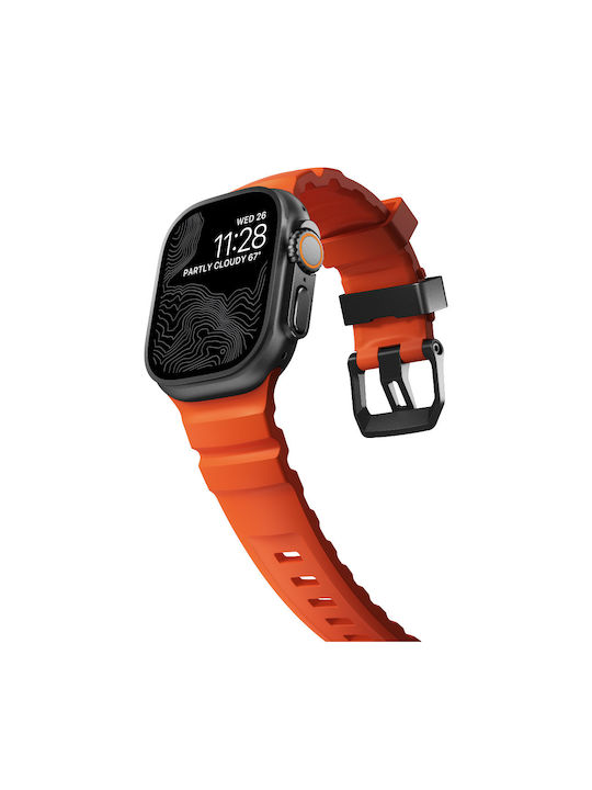 Nomad Rocky Point Sport Band Fkm Rubber Strap Αδιαβροχο Apple Watch Series 4 5 6 Se 8 9 & Ultra 1/2 Apple Series 10 46mm 42 44 45 46 49mm Magma Πορτοκαλι Μαυρο Nm014865858 - Image 6