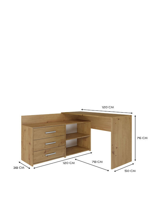 Γωνιακό Γραφείο Dany Ξύλινο Cashmere Beige 120x120x76εκ. - Image 10
