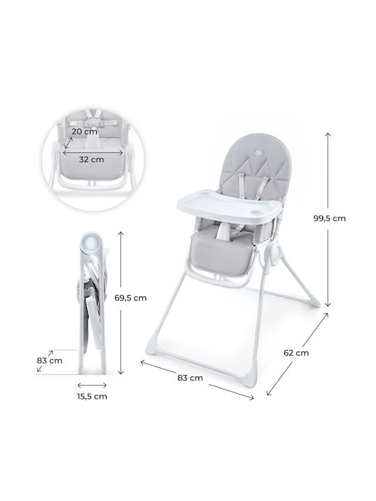 Kinderkraft Binci Αναδιπλούμενο Καρεκλάκι Φαγητού Γκρι - Image 7