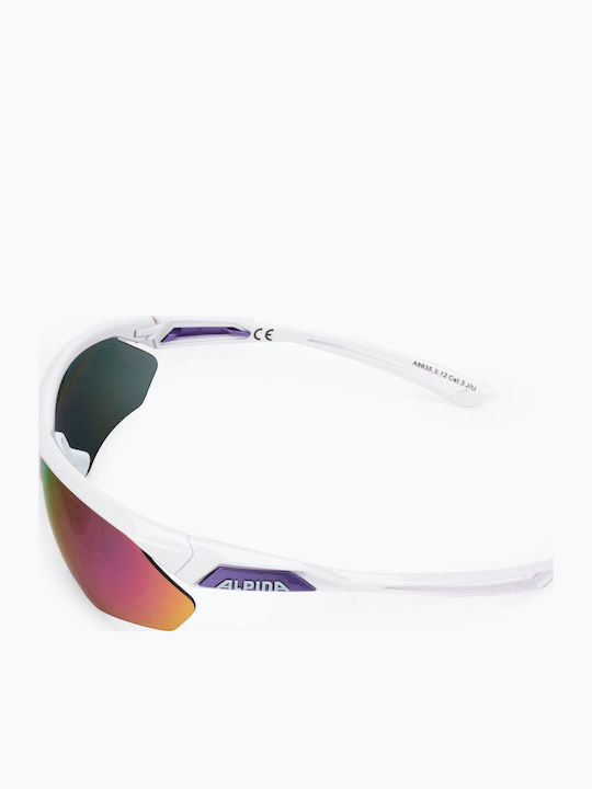 Alpina Hr Unisex Γυαλιά Ηλίου με Λευκό Κοκκάλινο Σκελετό και Μωβ Φακό - Image 4