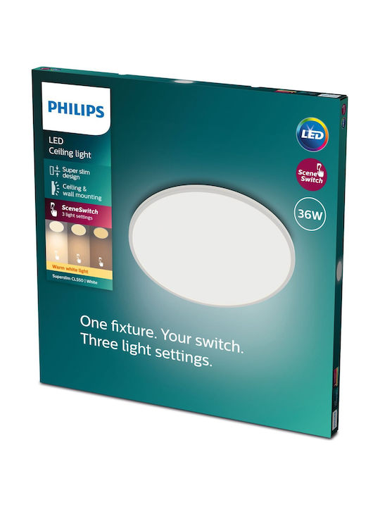 Philips Στρογγυλό Χωνευτό LED Panel 36W με Θερμό Λευκό Φως 55εκ. - Image 7