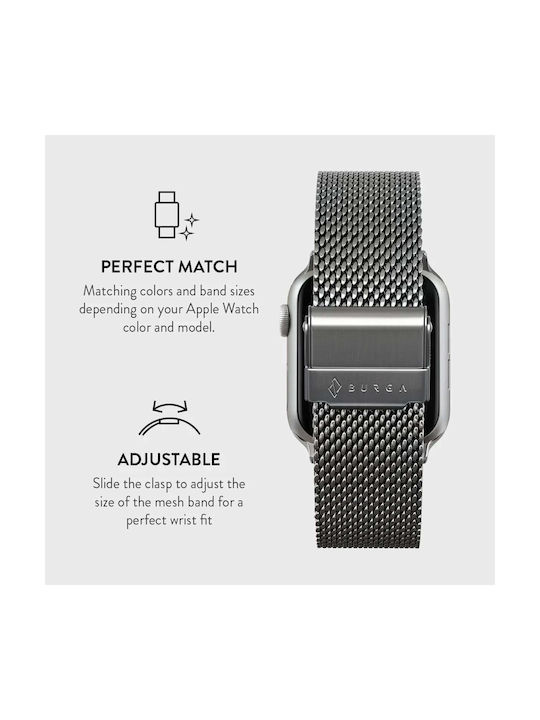 Burga Λουράκι Ανοξείδωτο Ατσάλι Ασημί (Apple Watch 4/5/6/7/8/9/10/11 - SE (1/2/3)) - Image 3