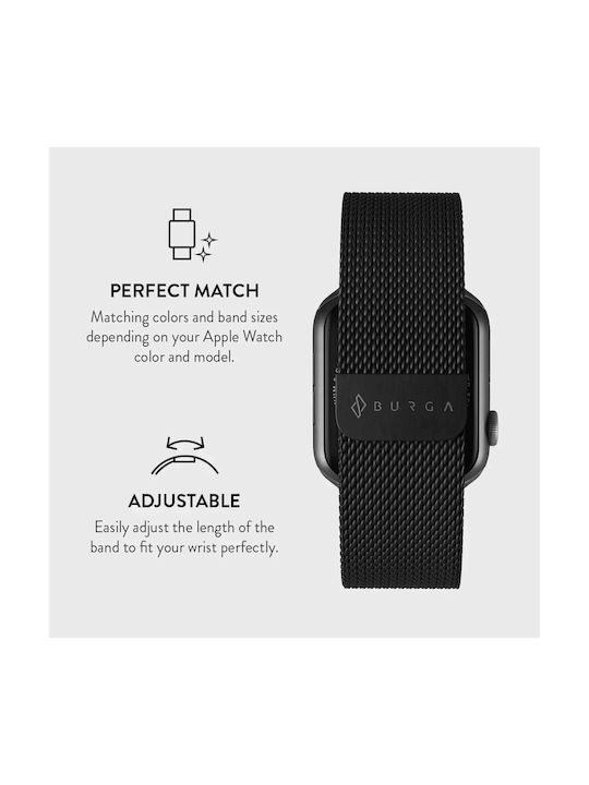 Burga Λουράκι Ανοξείδωτο Ατσάλι Μαύρο (Apple Watch 4/5/6/7/8/9/10/11, SE, Ultra) Metal_WTCH_Black_42-44mm - Image 3