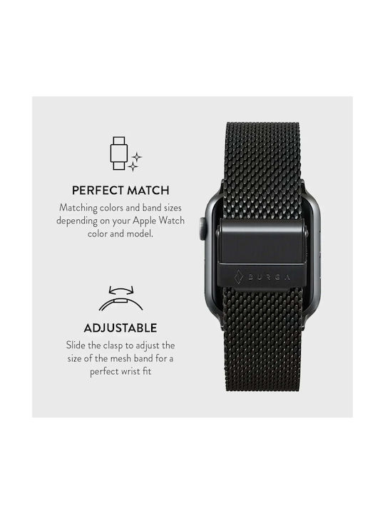Burga Λουράκι Ανοξείδωτο Ατσάλι Μαύρο (Apple Watch 4/5/6/7/8/9/10/11 - SE (1/2/3)) - Image 3